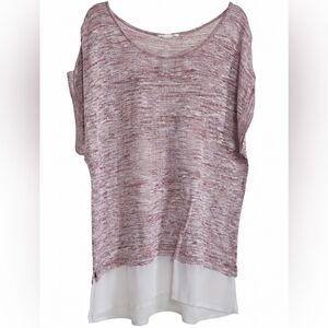 Zenana Burgundy and White Layered Blouse